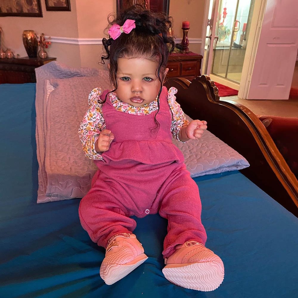 [New Black Girl]20'' Lifelike Black Authentic Soft silicone only Reborn Doll Named Rosanne With Pacifier And Bottle
