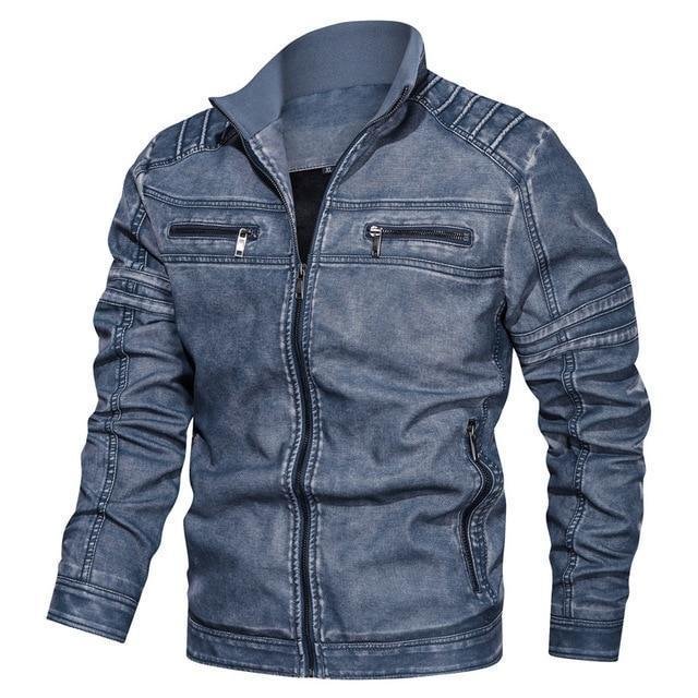 Leather Jacket Men Fashion Top Quality Mens Jackets Casual Faux Leather Moto Jacket-Corachic