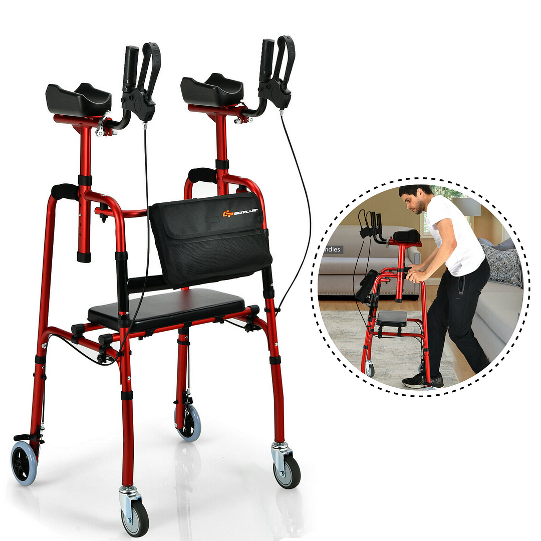 Multifunction Folding Auxiliary Upright Rollator Walker - vzzhome