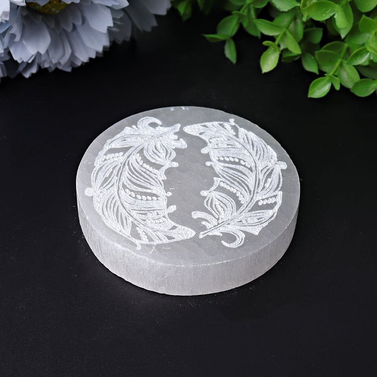 3.2" Selenite Coaster with Printing Crystal wholesale suppliers