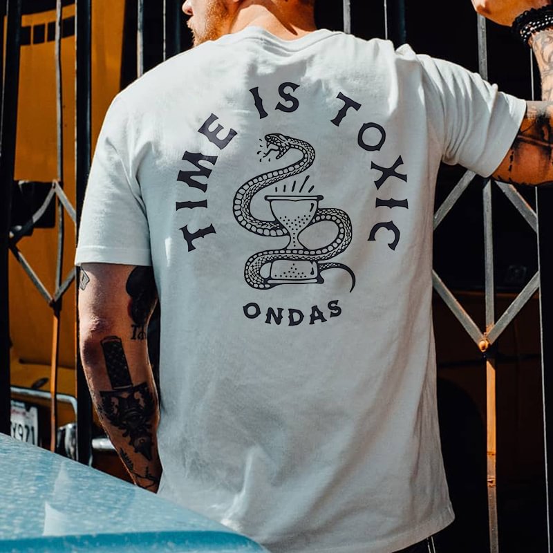 TIME IS TOXIC snake print t-shirt designer - Krazyskull