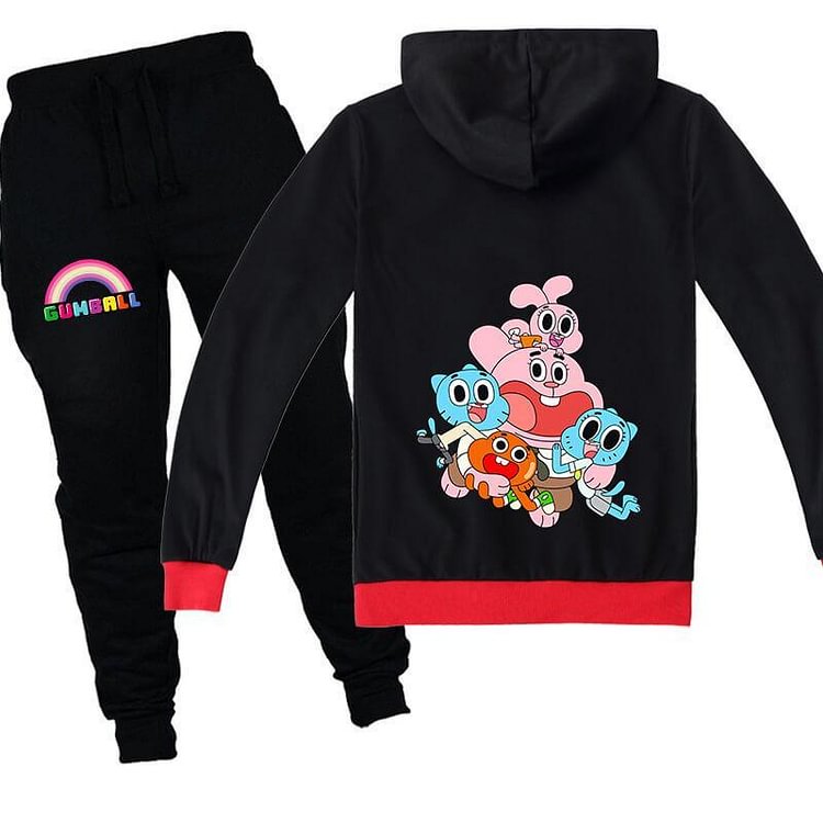 Mayoulove Gumball Print Girls Boys Cotton Hoodie And Sweatpants Set Tracksuit-Mayoulove