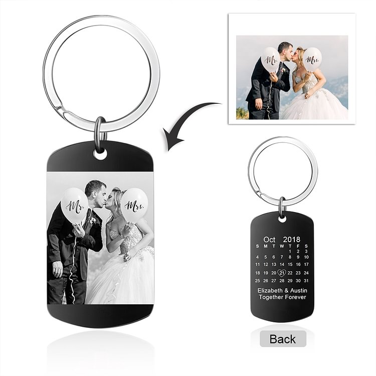 Custom Photo Keychain With Engraving Personalized Photo Gift