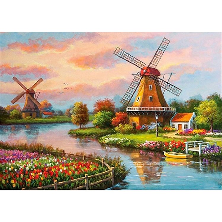 Windmill - Round Drill Diamond Painting - 40*30CM