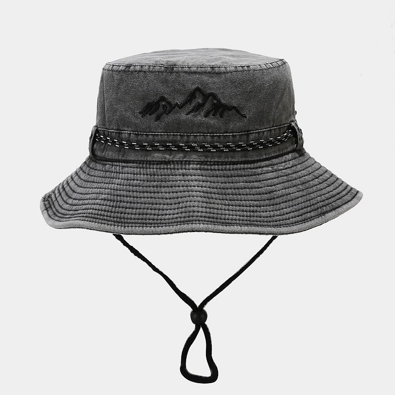 Vintage Mountain Embroidered Shade Bucket Hat / Techwear Club / Techwear