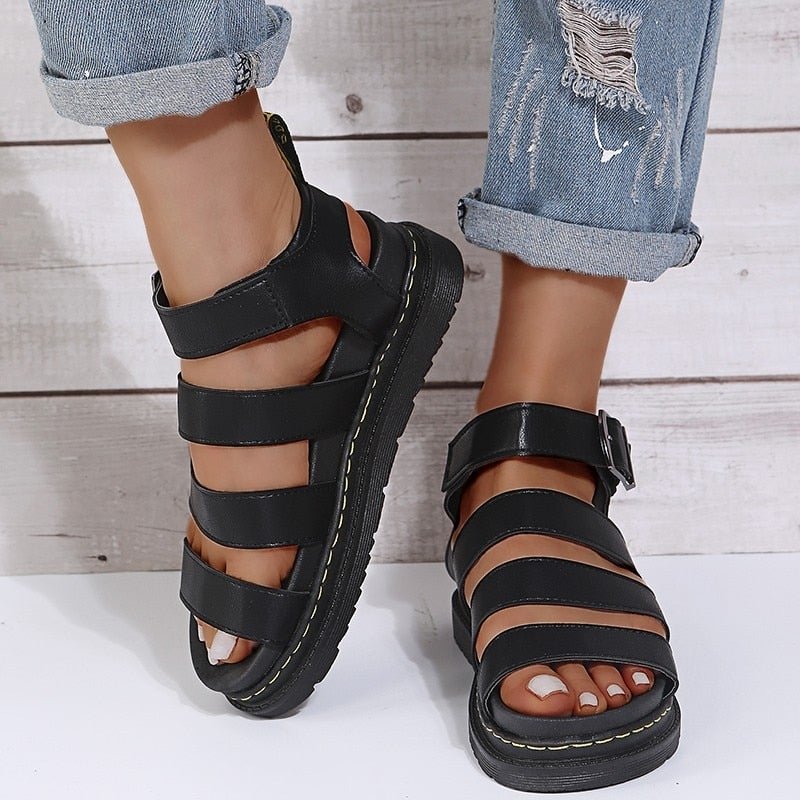 Summer Streetwear Martens Shoes Woman Flats Platform Sandals - vzzhome