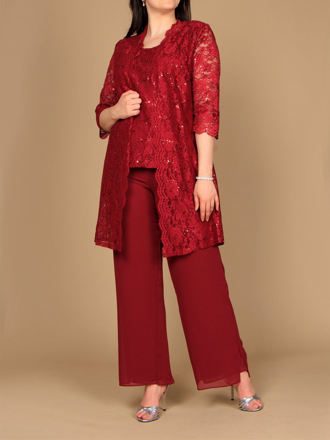 Mother Of the Bride Long Jacket Pant Suit