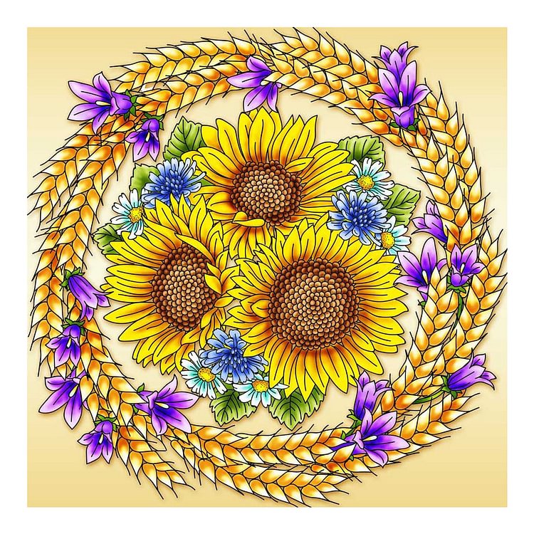 Sunflower Wreath 30*30CM(Canvas) Beautiful Special Shaped Drill Diamond Painting-gbfke