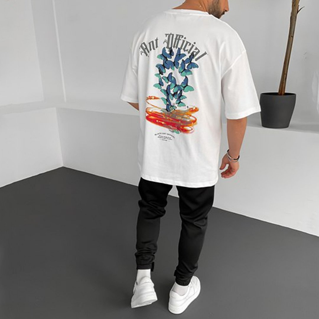 Men's Oversized Butterfly Print T-Shirt / Techwear Club / Techwear
