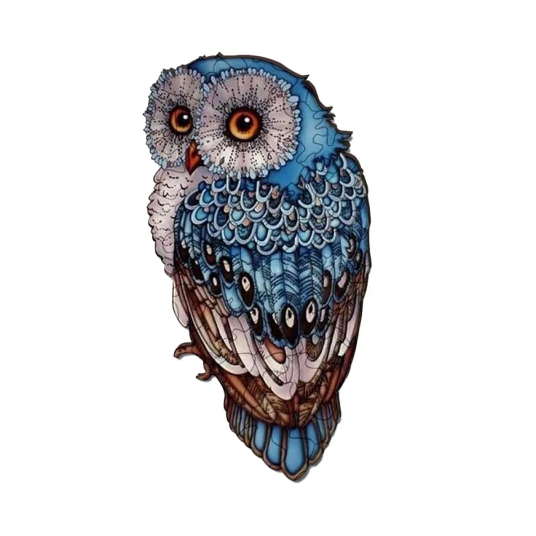 Wooden Jigsaw Puzzle Blue owl、bestdiys、sdecorshop