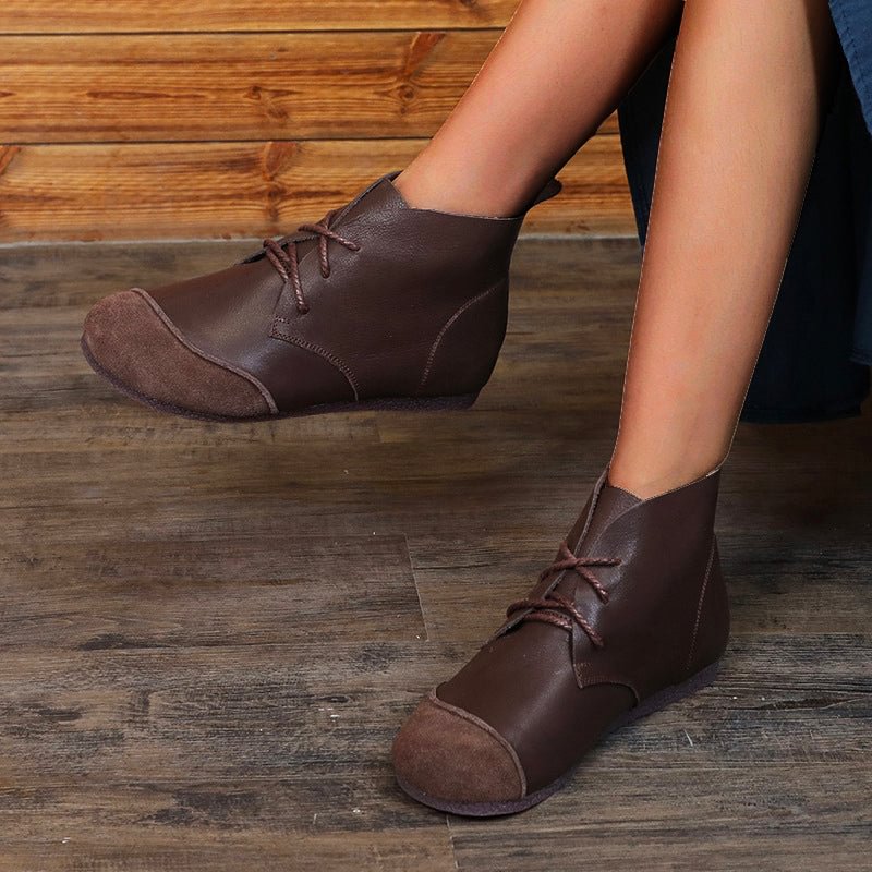 Premium Lace-Up Ankle Boots, Genuine Comfy Leather Boots