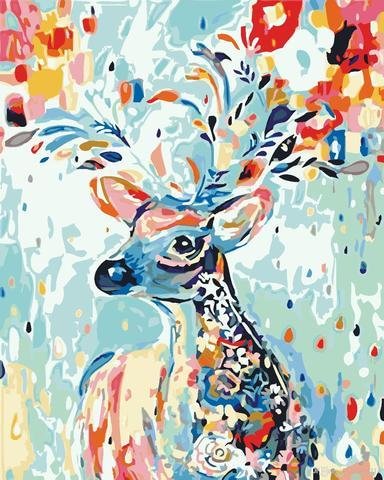 DIY Paint by Numbers Kit for Adults - White Deer、bestdiys、sdecorshop
