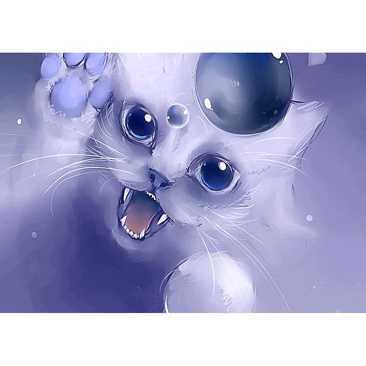 Cartoon Cat Round Full Drill Diamond Painting 40X30CM(Canvas) gbfke