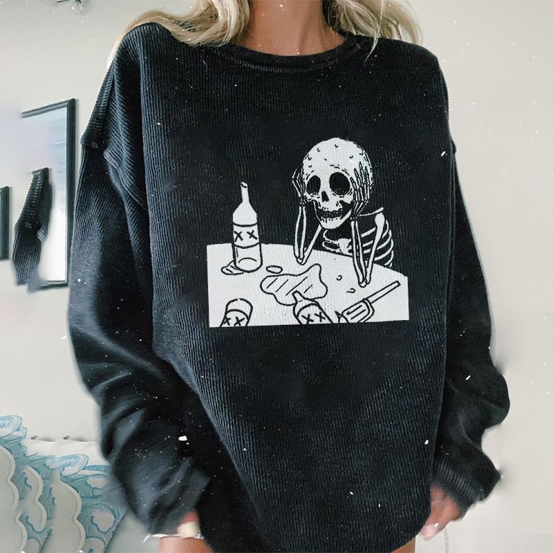 Minnieskull Skeleton drinking print sweatshirt - Minnieskull