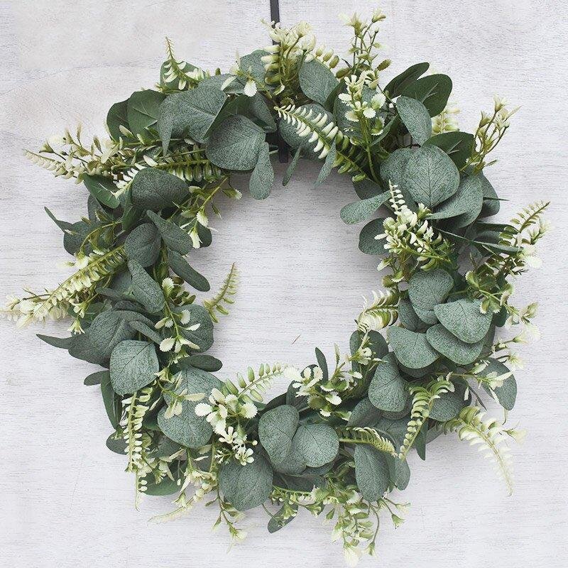 Lysimachia Leaves Dried Eucalyptus Wreaths for Front Door Outdoor Spring Wreaths