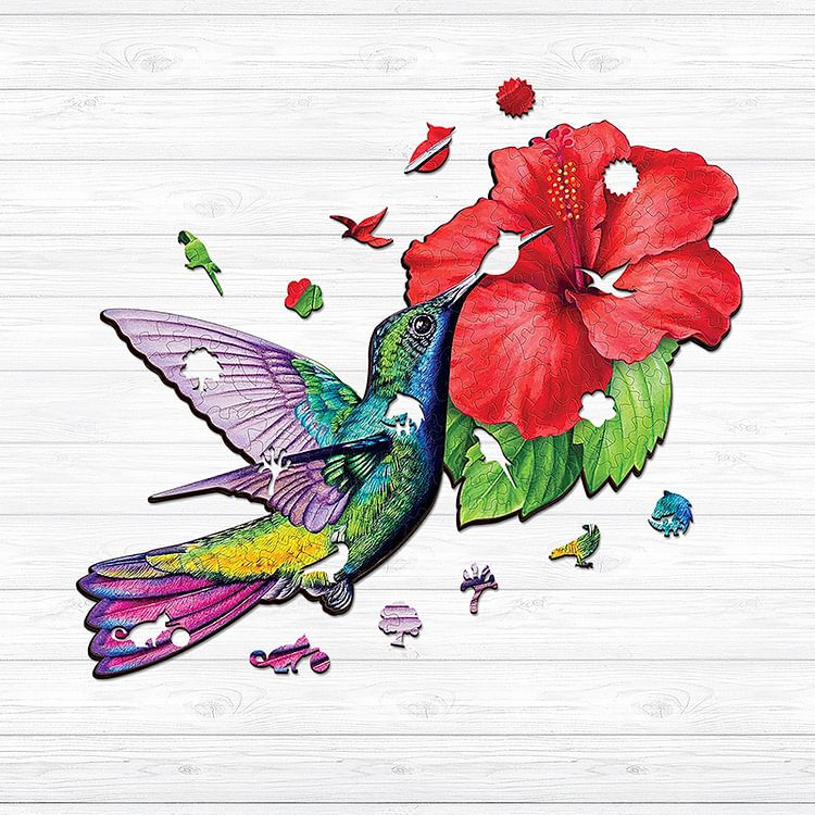 Purple Hummingbird Wooden Jigsaw Puzzle