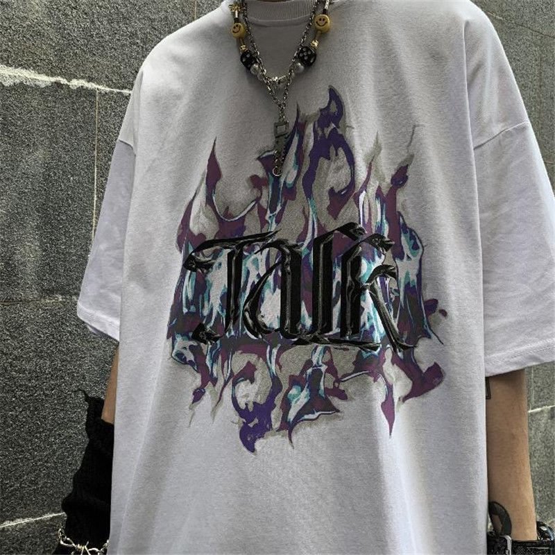 Harajuku Flame Print T-Shirt / Techwear Club / Techwear