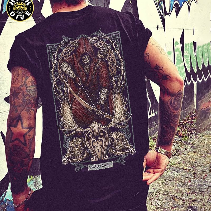 UPRANDY Human Skeleton Archer Printing Men's T-shirt Designer -  UPRANDY
