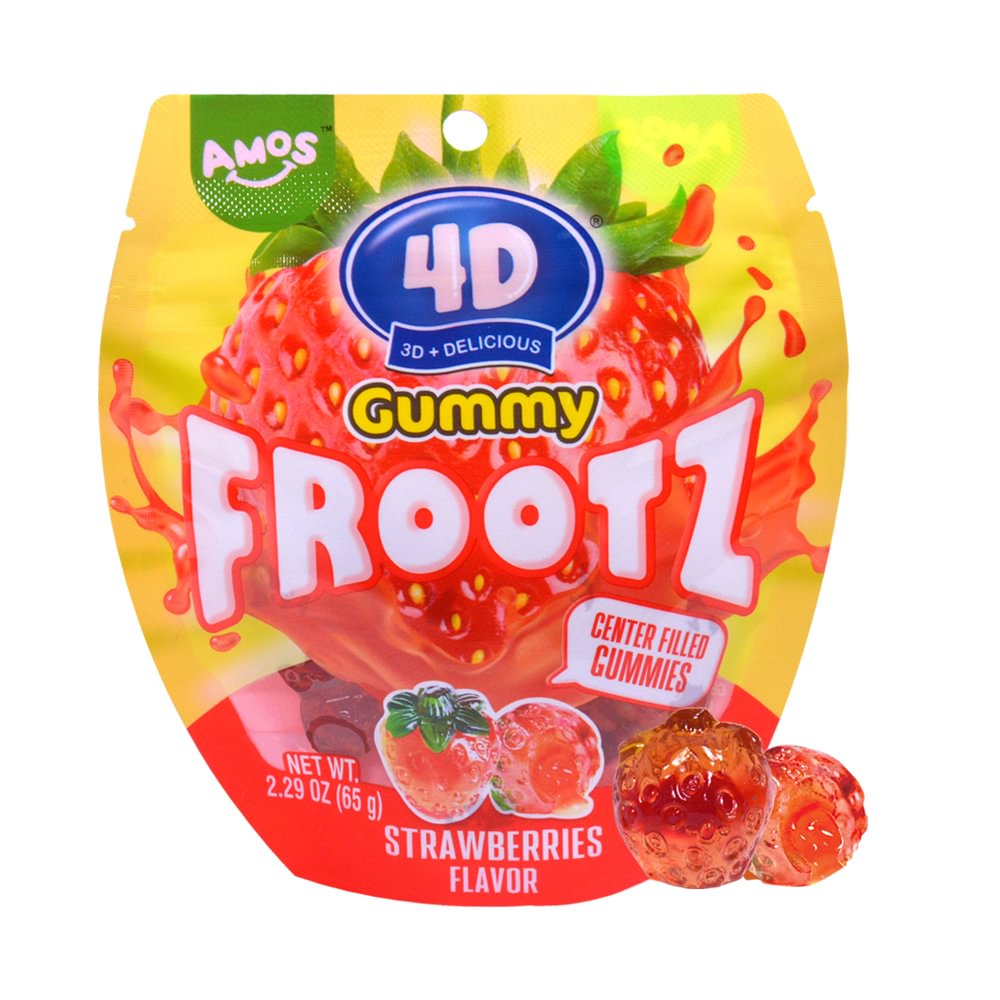 AMOS 4D Frootz Gummy Strawberry (Pack of 12)