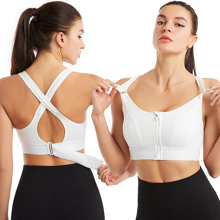 Women's Adjustable Front Zipper Shockproof Non-wireless Vest Yoga Cross Beautiful Back Underwear