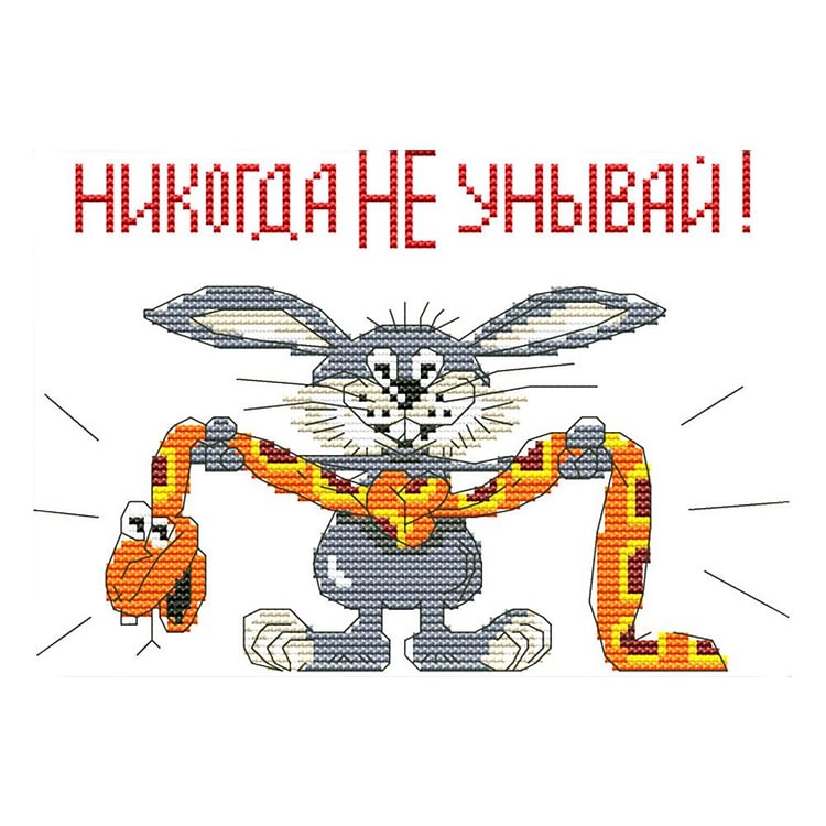 The Rabbit Is Crazy Too - 14CT Stamped Cross Stitch - 25*17cm