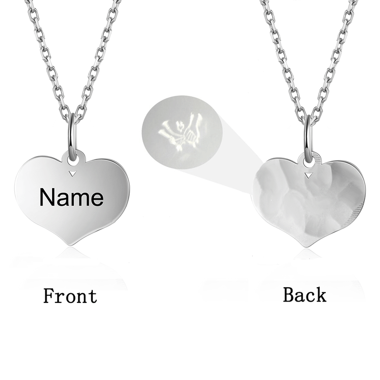 S925 Silver Heart Shaped Projection Necklace Engraved Name