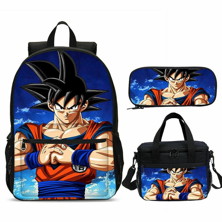 Mayoulove Dragon Ball Goku Schoolbag Set Boys Backpack Lunch Bag Crossbody Pen Bag 4Pcs-Mayoulove