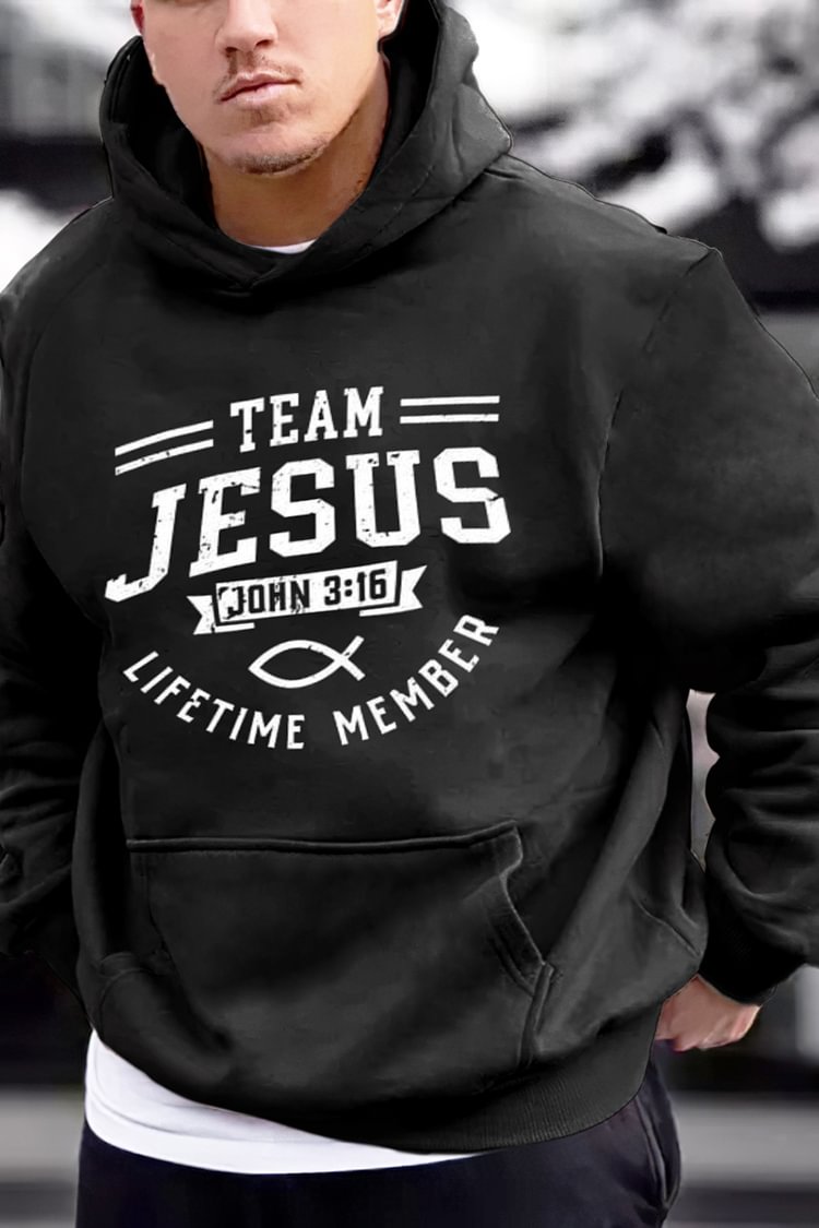 Tiboyz Men's Jesus Graphic Casual Hoodie
