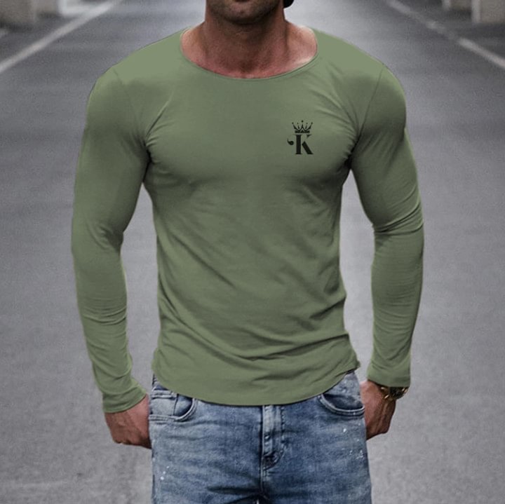 King solid color slim long-sleeved T-shirt / [viawink] /