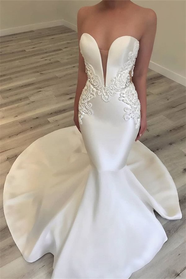 Luluslly V-Neck Sleeveless Summer Wedding Dress With Lace Applique