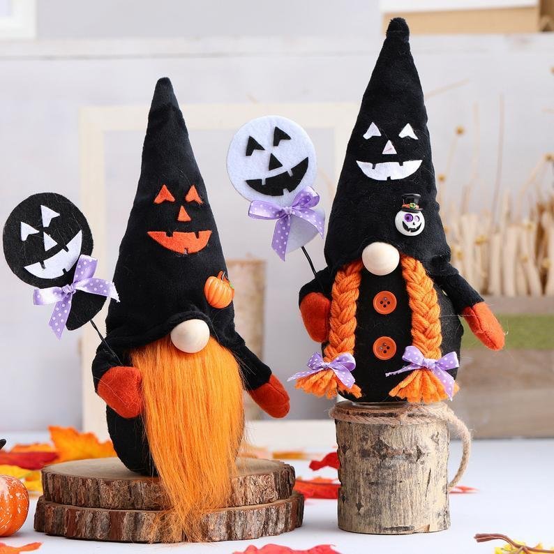 Trick Or Treat Gnome Halloween Tray Decoration - Stuffed Gnomes Plush Doll、、sdecorshop