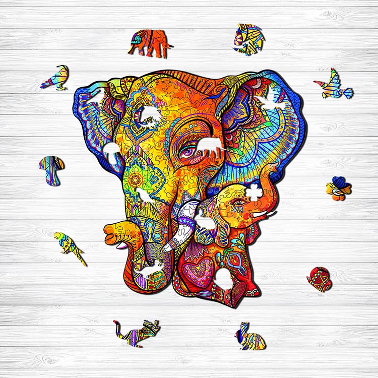 Mother  Elephant and Calf Wooden Puzzle
