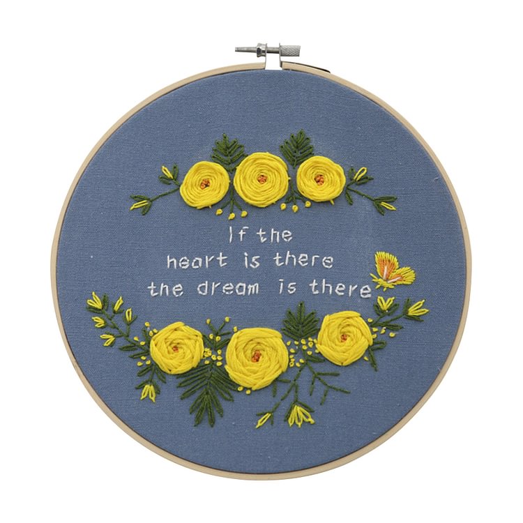 Yellow Flower  Embroidery Kit- 30 X 30CM