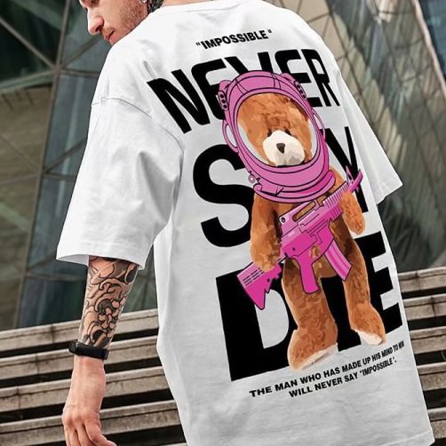 Men's Bear Graphic Crew Neck Short Sleeve T-Shirt / Techwear Club / Techwear