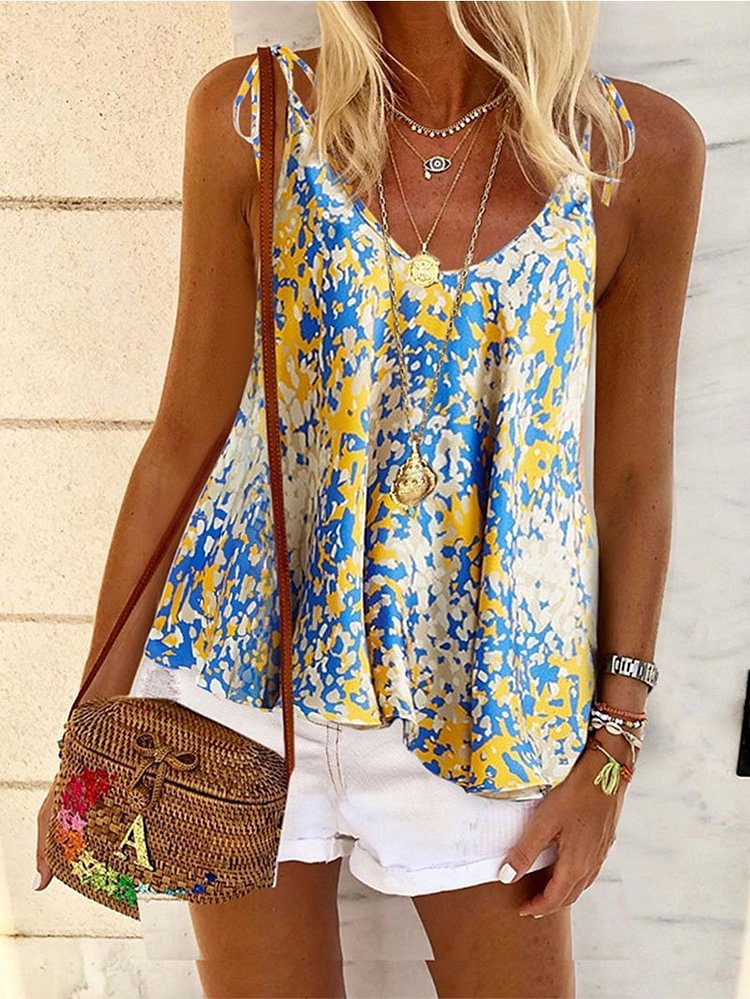 Floral Tank Top Halter T-shirt Top-Mayoulove