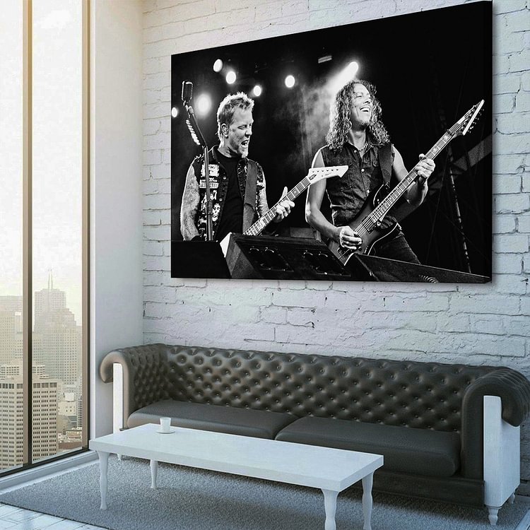 Metallica James Hetfield and Kirk Hammett Guitar Solo Canvas Wall Art