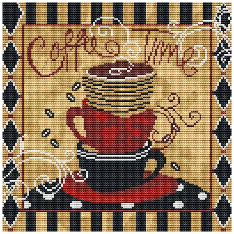 (11Ct Counted/Stamped) Coffee Cup - Cross Stitch Kit 36*36CM