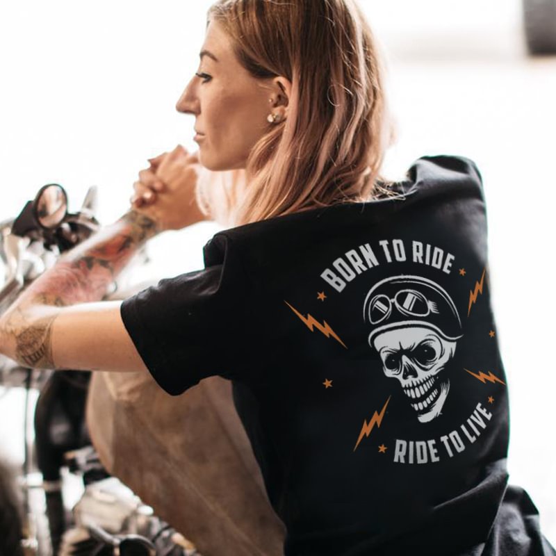 Minnieskull Born To Ride Ride To Live T-shirt - Minnieskull