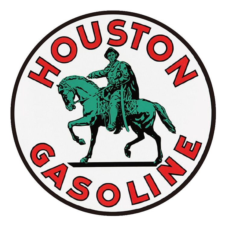 Houston Gasoline - Round Vintage Tin Signs/Wooden Signs - 30x30cm