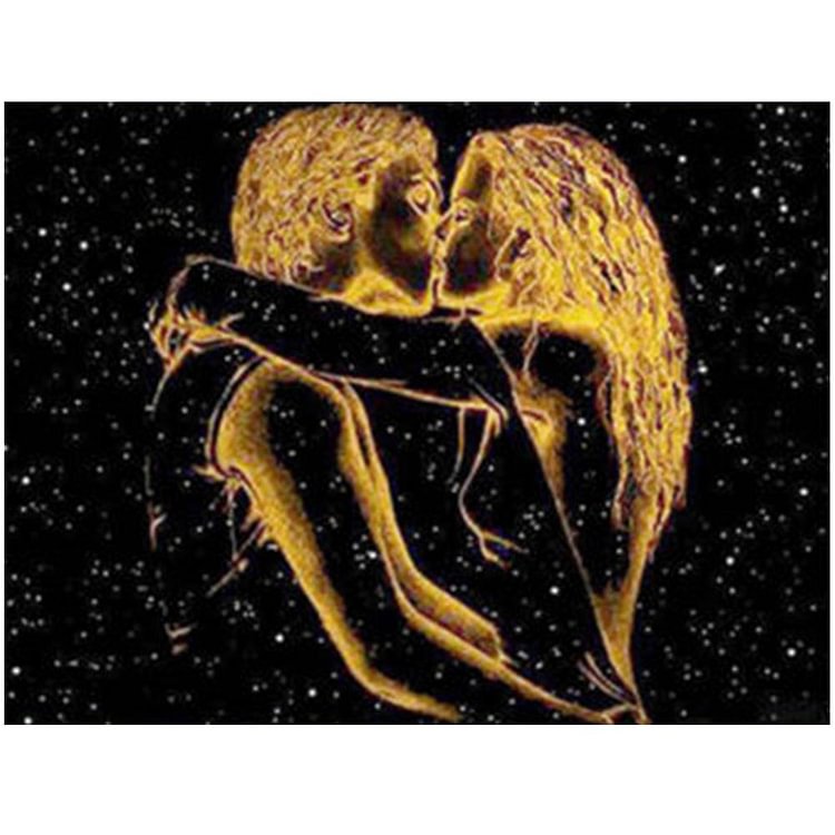 Lovers Kissing Round Drill Diamond Painting 40X30CM(Canvas)-gbfke