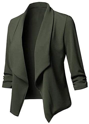 waitFOR Blazer for Women Plus Size, Ladies Open Front Long Sleeve Casual Jacket Coat,Female Top Lady's Suit Western-Style Clothes Tailored Suit Cardigan Upper Garment Blouson UK8-22
