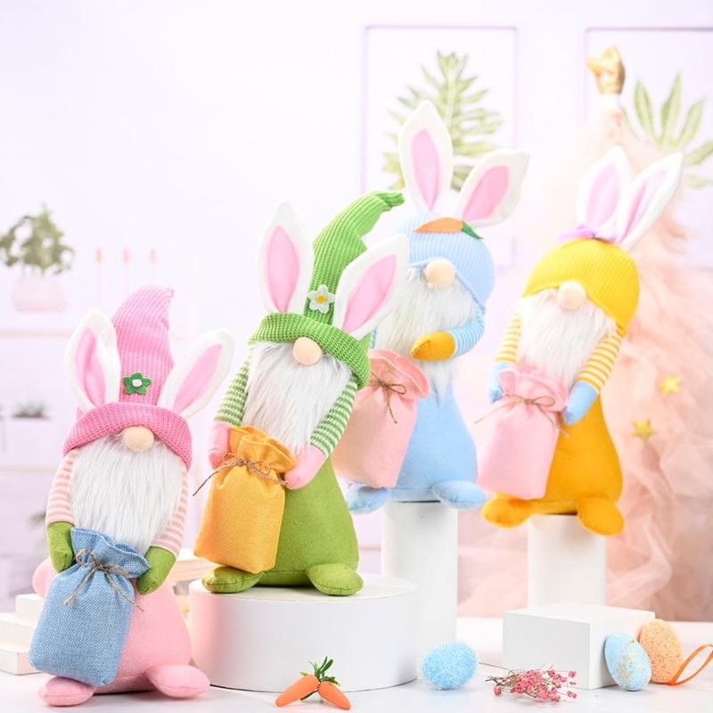 Plush Bunny Gnome With Gift Bag For Easter Gift And Decoration、、sdecorshop