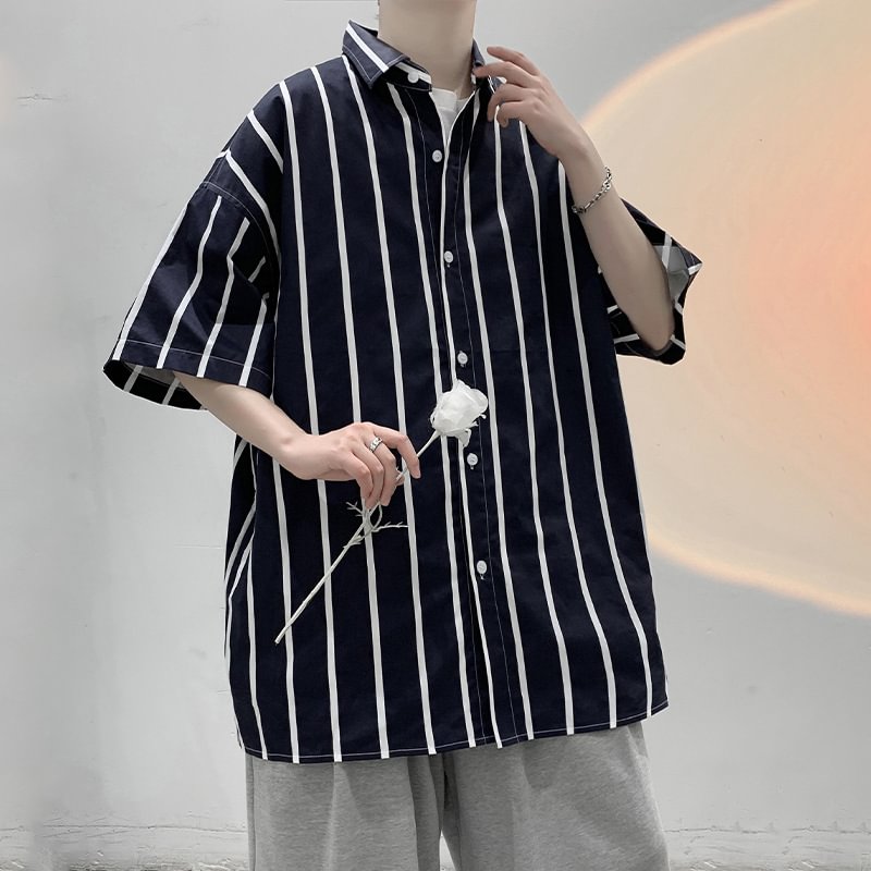 Harajuku Loose Vertical Striped Shirt / Techwear Club / Techwear