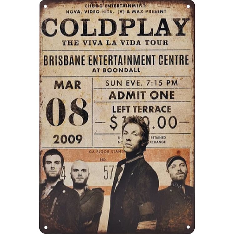 Music Coldplay - Vintage Tin Signs