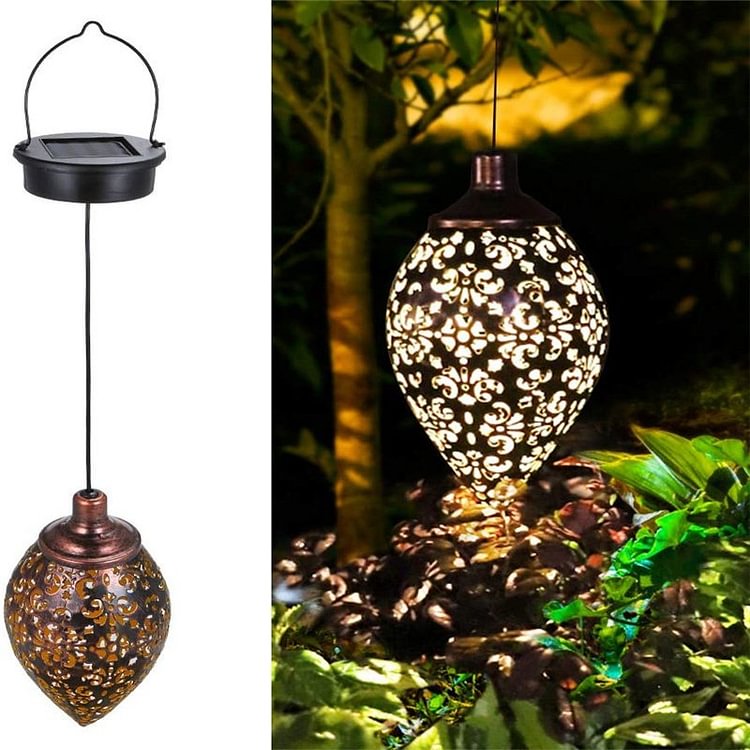 Hanging Outdoor Lights Solar Lantern LED Garden Lights Metal Lamp Waterproof for Outdoor Hanging Decor - Sean - Codlins