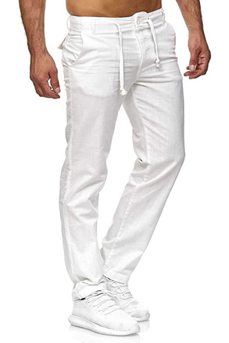 Tiboyz Solid Color Casual Breathable Long Pants