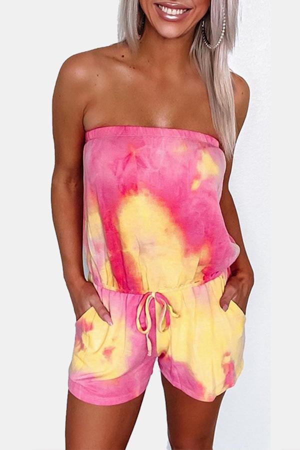 Tie-dye Tube Top Rompers (With Drawstring) (2 Colors) P16003