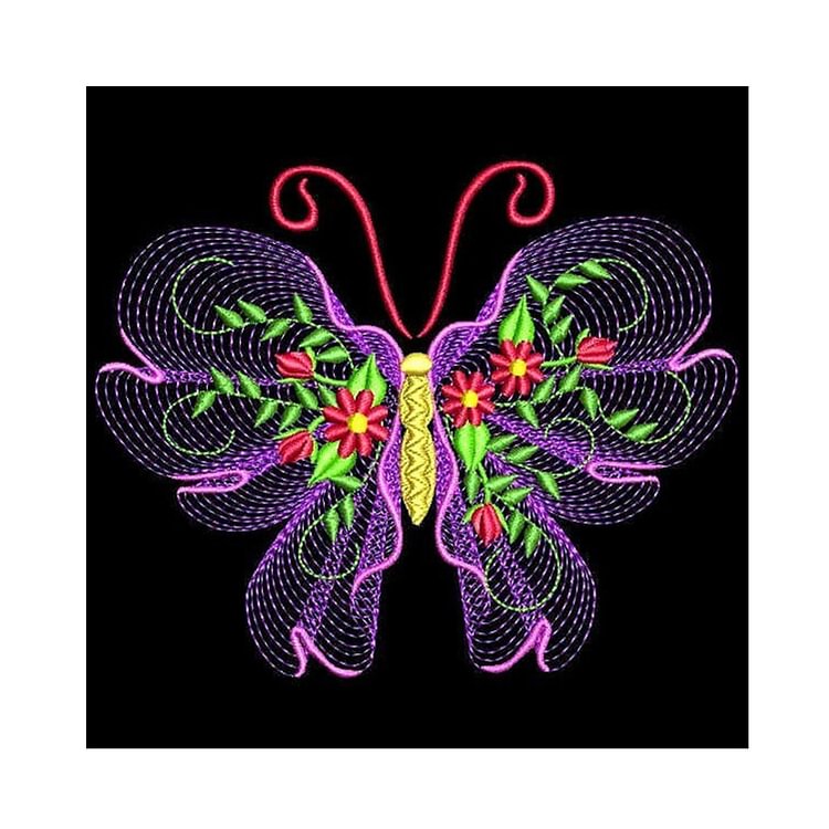Embroidered Butterfly - Round Drill Diamond Painting - 30*30CM