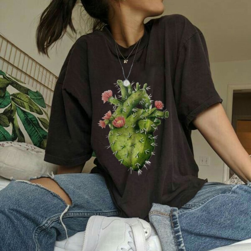   Designer cactus human organ print T-shirt - Neojana