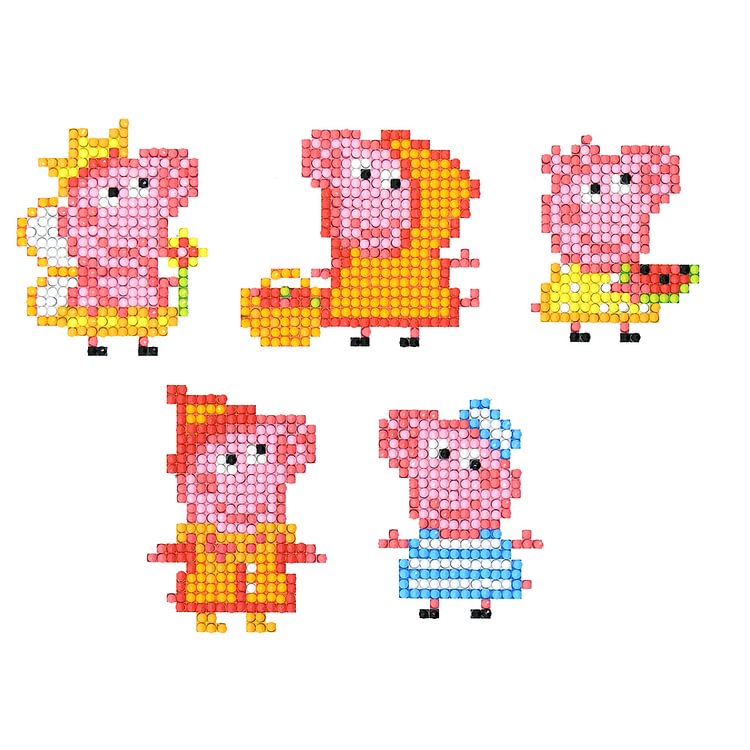 5pcs Cartoon Pig - 5D DIY Craft Sticker